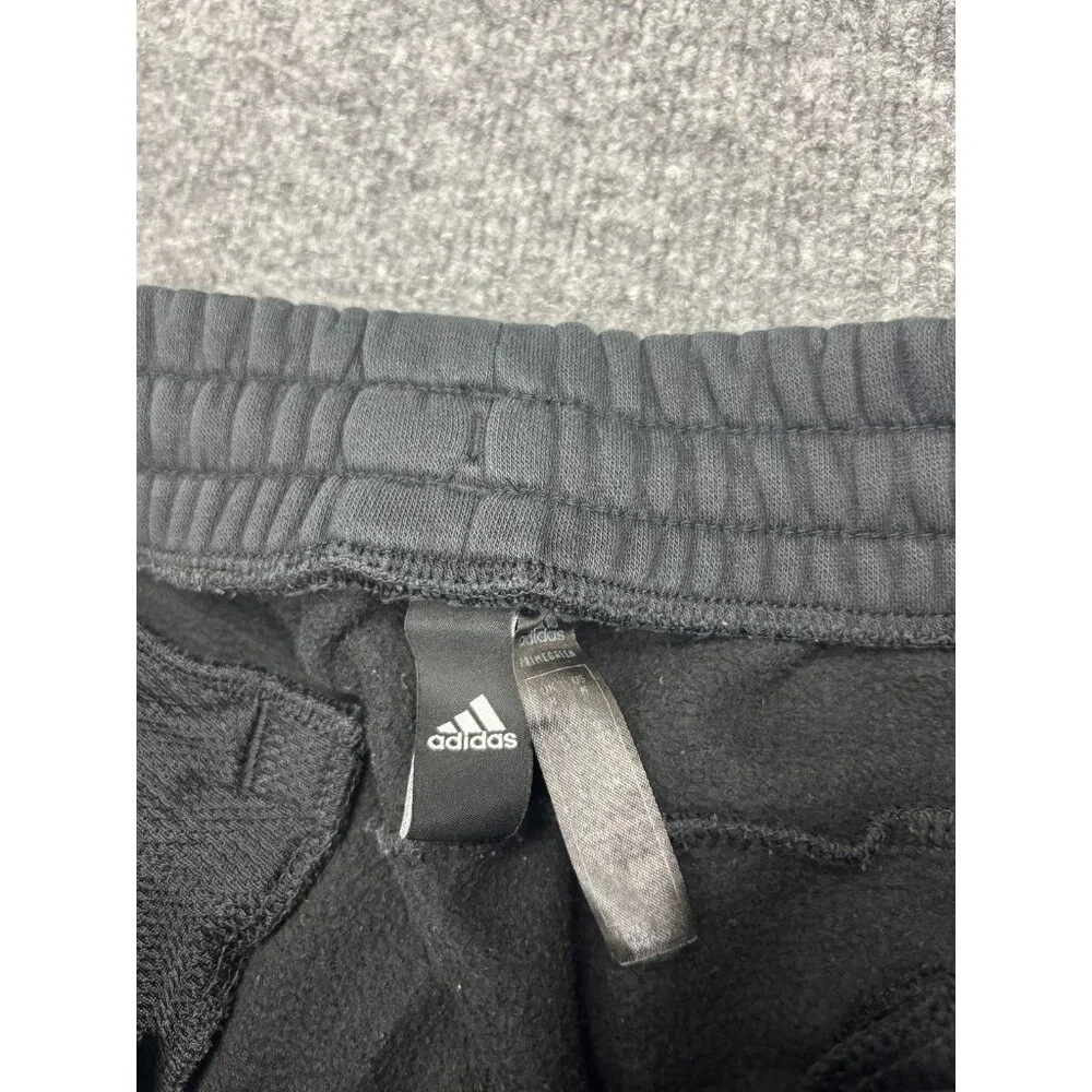 Adidas Sweatpants Mens Medium Black Fleece Joggers Side Stripe Colorblock Logo - Picture 2 of 10